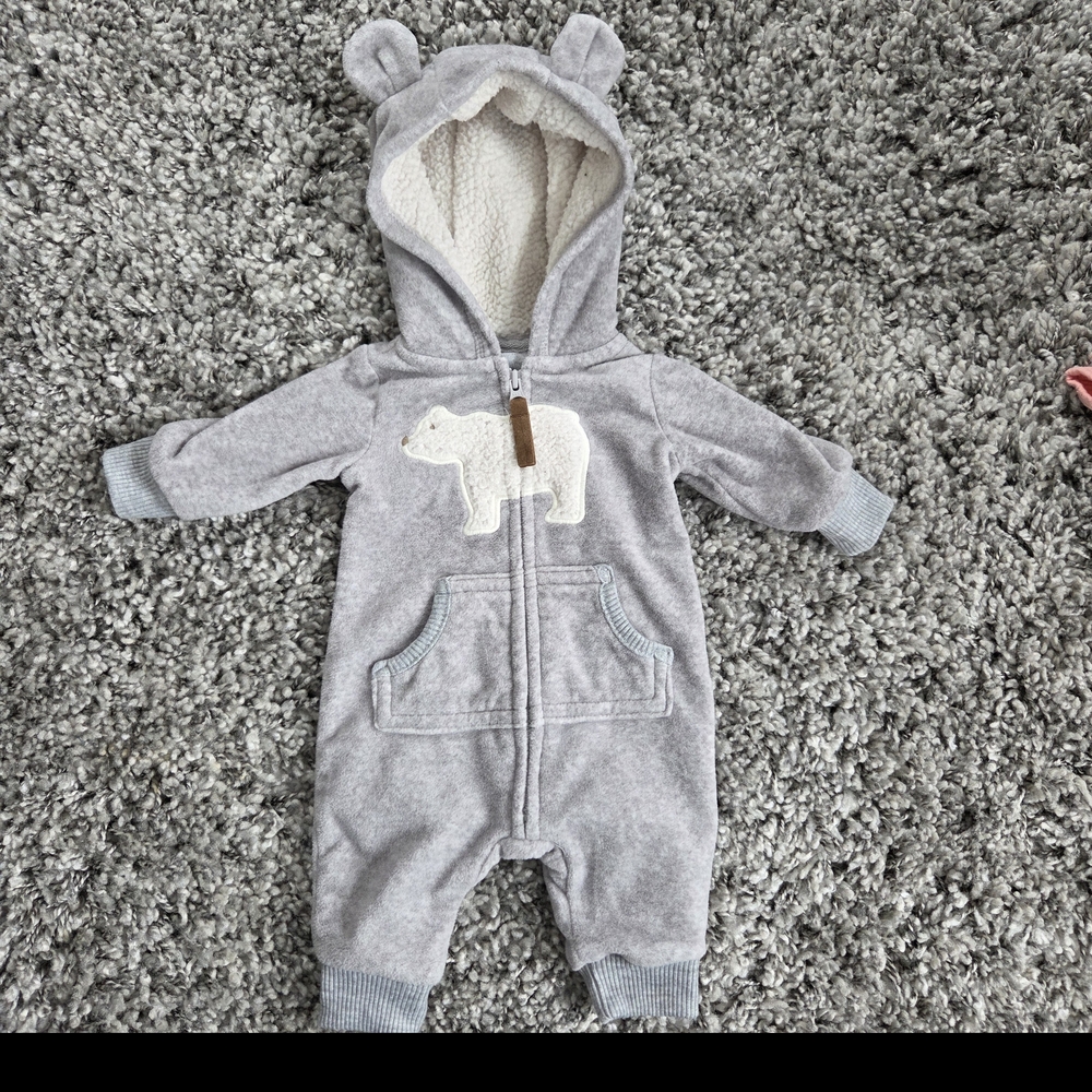 Carter's Gray Hooded Bear One Piece